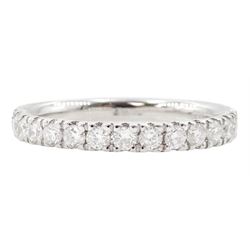 18ct white gold round brilliant cut diamond three quarter eternity ring, hallmarked, total diamond weight approx 0.45 carat