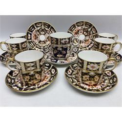 Set of six Royal Crown Derby Imari 2451 pattern coffee cans and  saucers, together with a imari pattern cup and saucer