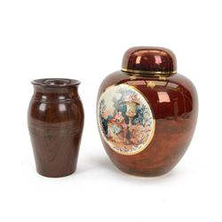 Tureen Lignum vitae vase, together with Carlton Ware ginger jar and cover