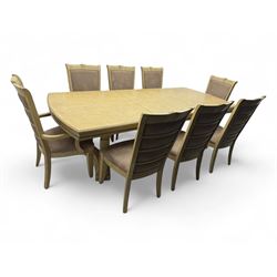 Brunswick - washed oak finish extending dining table, rectangular top with curved ends and...