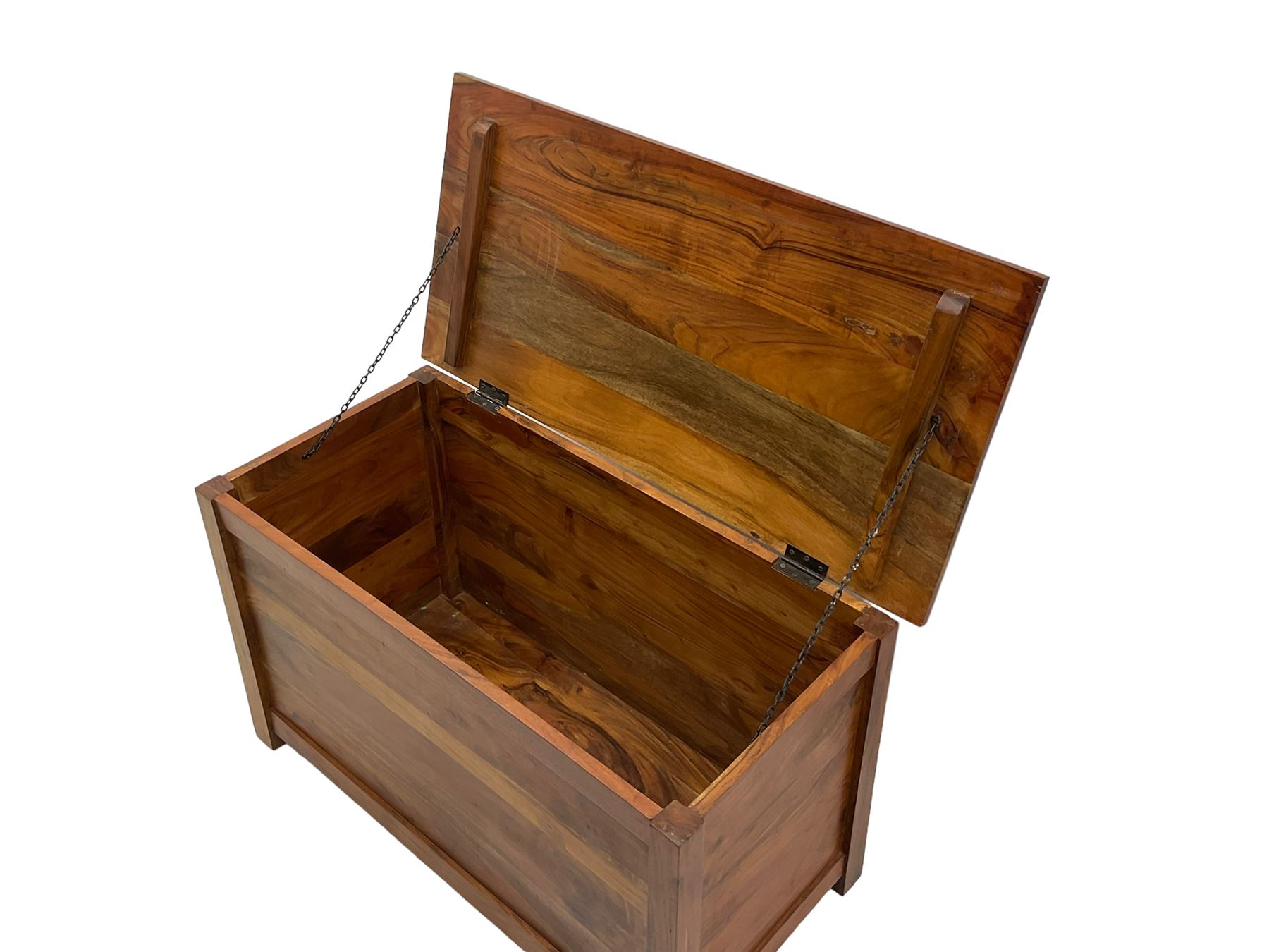 Hardwood blanket box, enclosed by hinged lid