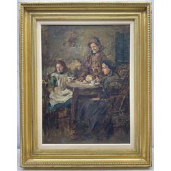 Ernest Higgins Rigg (Staithes Group 1868-1947): Tea Time, oil on canvas signed 49cm x 37cm 
Provenance: private collection, purchased Simon Wood, Brockfield Hall, York; direct from the artist's family.