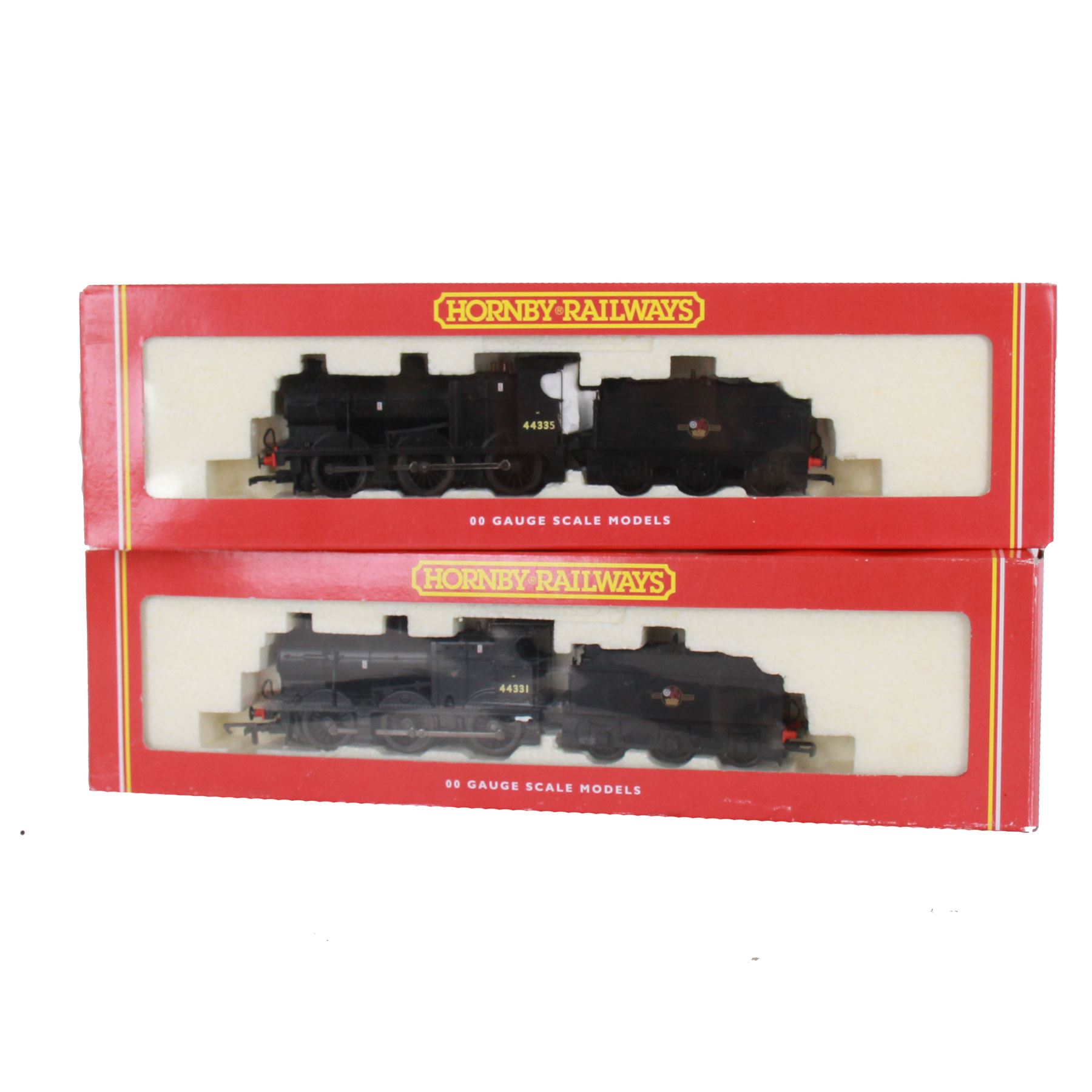 Two Hornby '00' gauge R2066 BR 0-6-0 Fowler locomotives one with original number no. 44331, the other re-numbered as 44335, both boxed