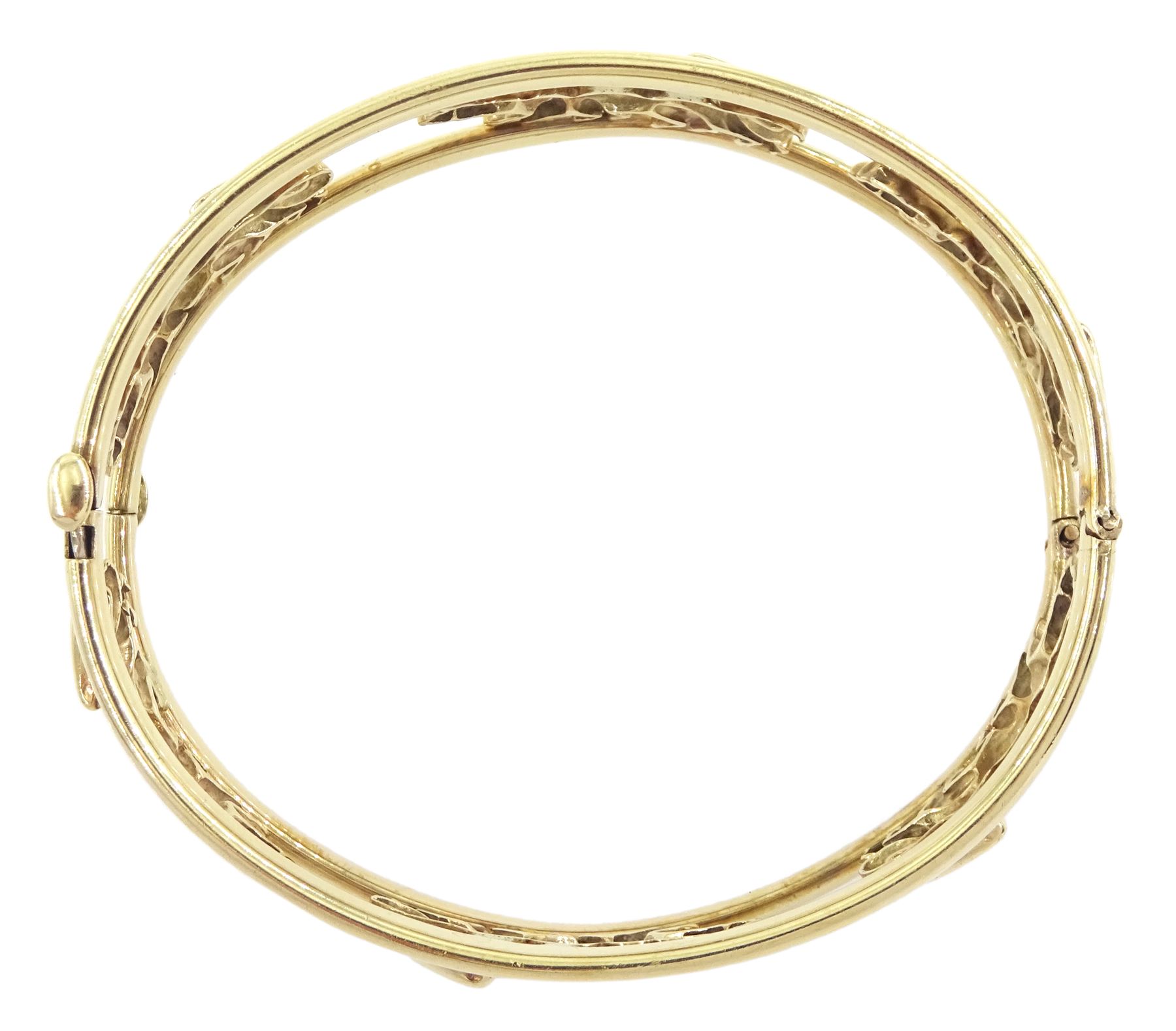 9ct gold leopard design hinged bangle, Sheffield import mark 1995