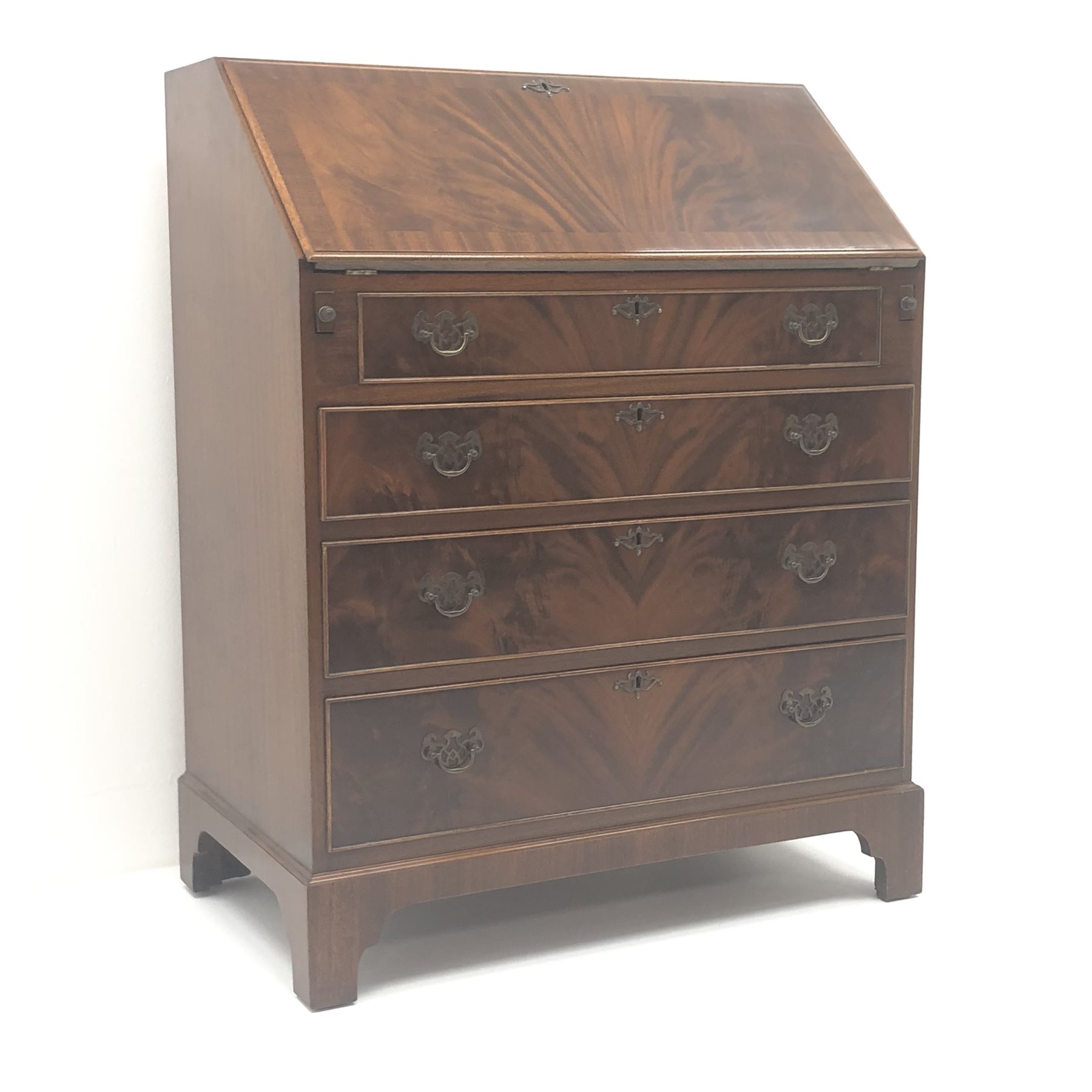 Burton Reproductions Georgian style mahogany bureau fall front