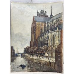 Frederick (Fred) Lawson (British 1888-1968): 'The Old Church at Dordrecht', watercolour signed and dated 1913, titled verso 55cm x 41cm (unframed)