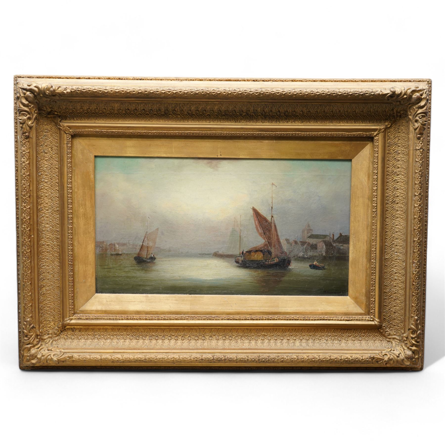 Millson Hunt (British fl.1875-1900): Offshore Shipping, pair oils on canvas signed and dated '88, 24cm x 44cm (2)