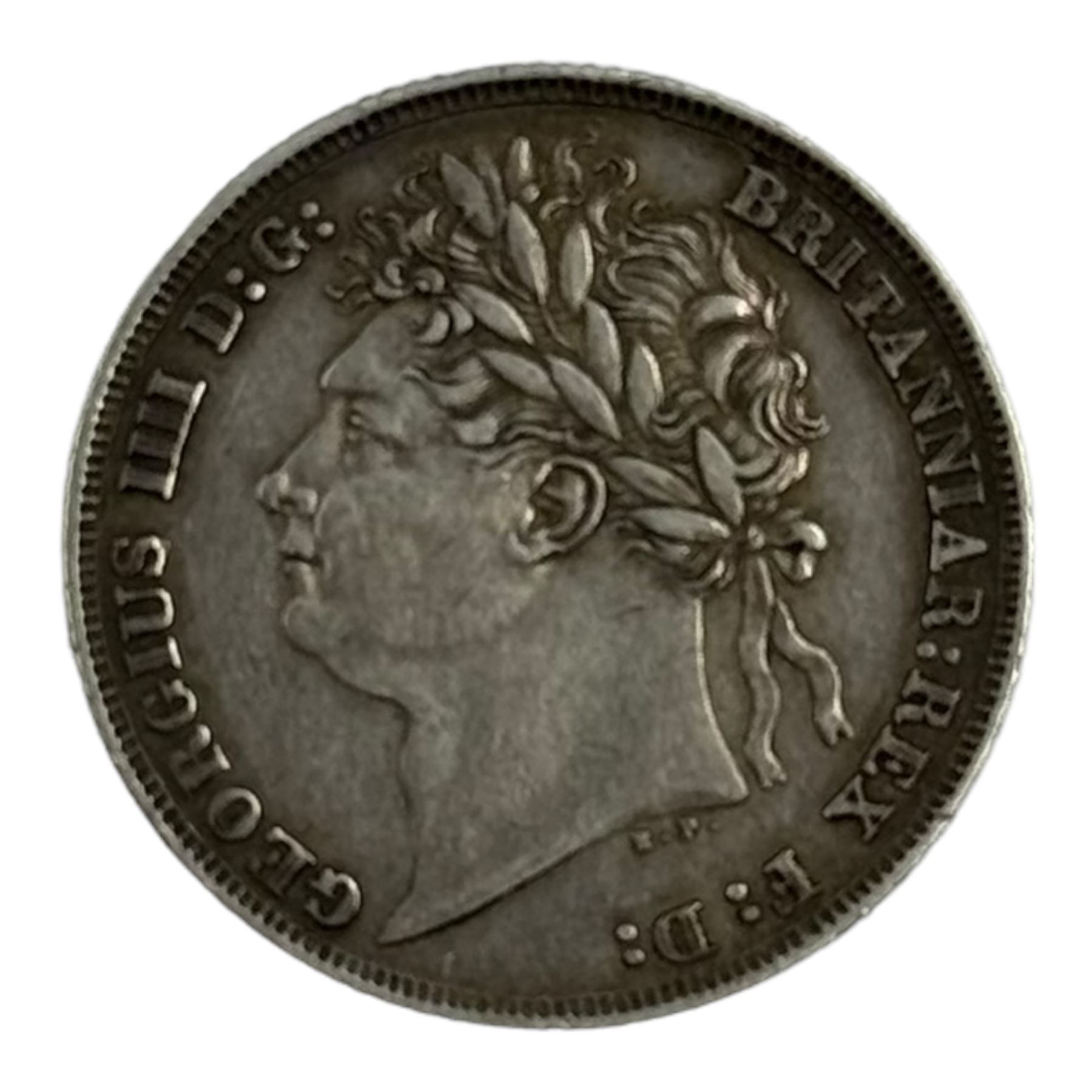 King George IIII 1821 silver one shilling coin