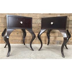 Pair of rosewood finish bedside chests