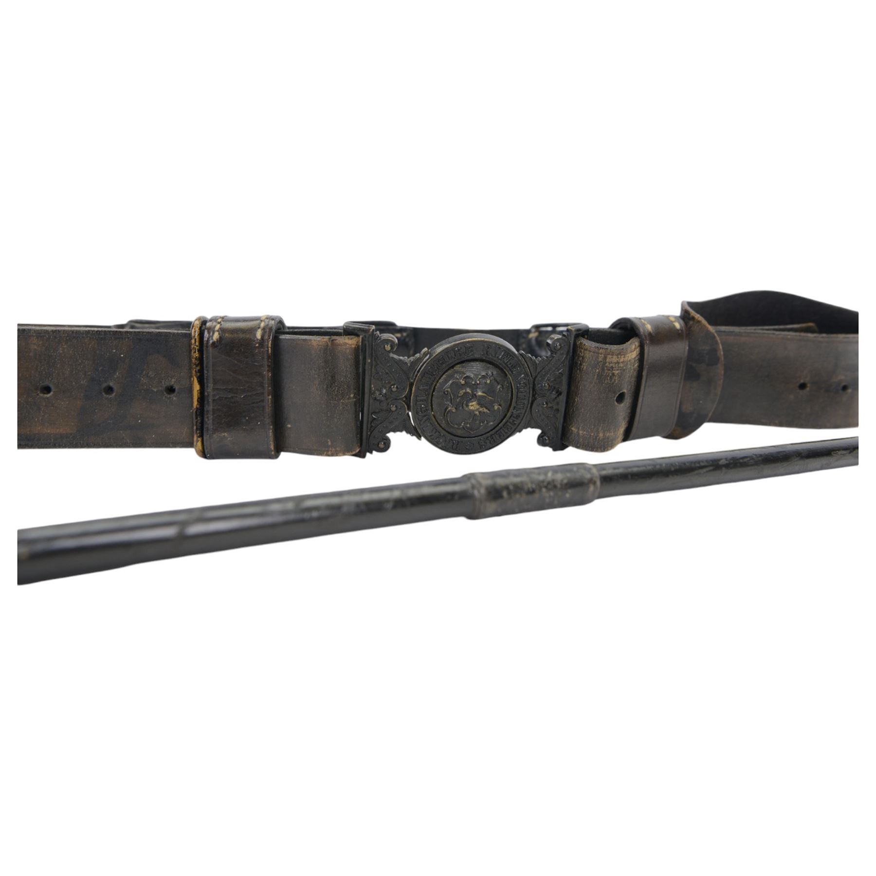 Buckinghamshire Rifle Volunteers leather belt and clasp and swagger stick