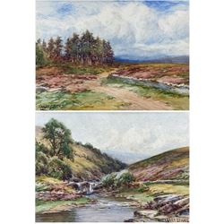 Harry James Sticks (British 1867-1938): Upland Landscapes, pair watercolours signed 12.5cm x 17.5cm (2)