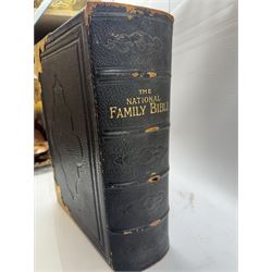 19th century family bible, brass bound with two clasps