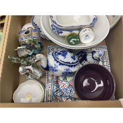 Tea service decorated with roses, together with Victorian and later ceramics etc, in four boxes