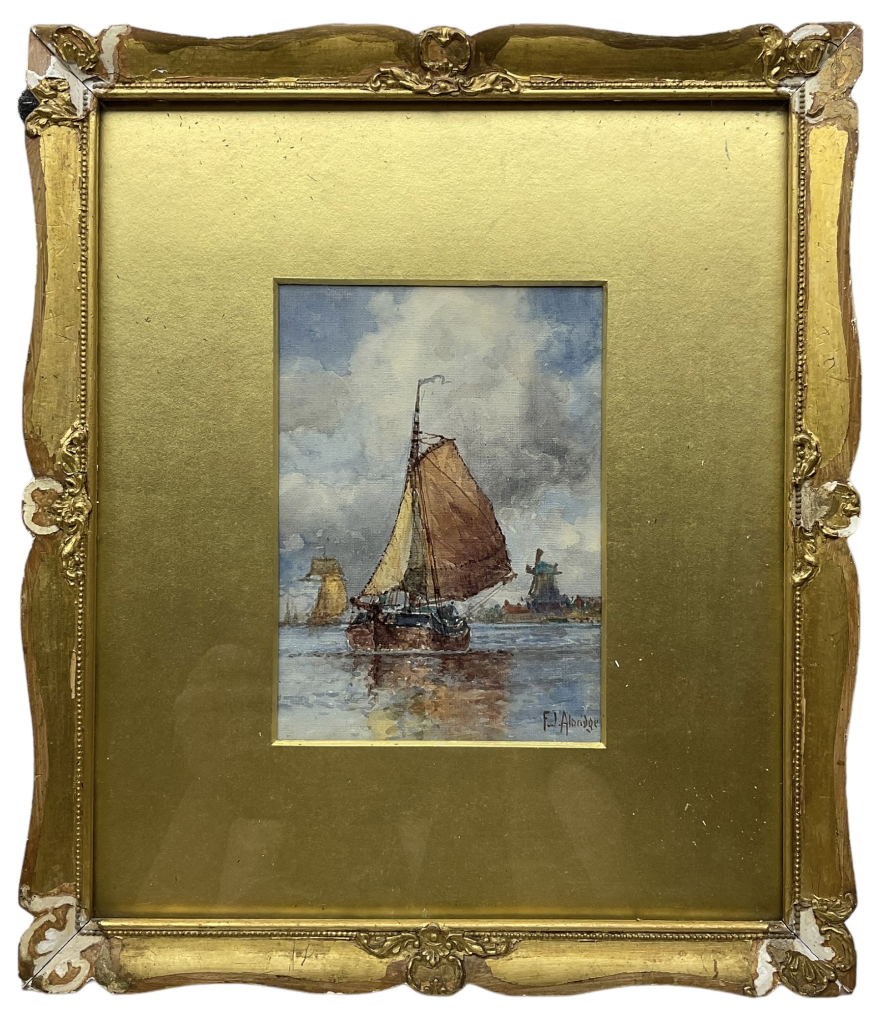 Frederick James Aldridge (British 1850-1933): Shipping on Calm Waters, pair shipping watercolours signed 17cm x 12cm (2)