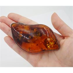 Large silver amber brooch, Sheffield import mark