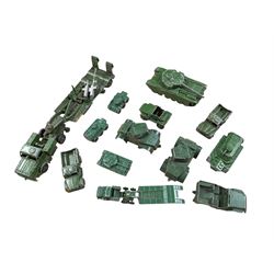 Collection of diecast tanks and other military vehicles, mainly Dinky 