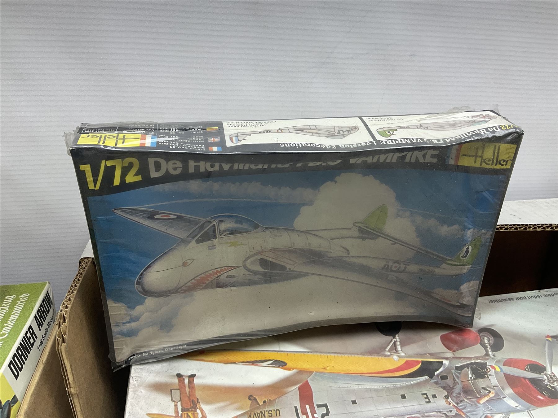 Large quantity of aircraft scale model kits to include Airfix, Revell, Monogram etc, in three boxes 