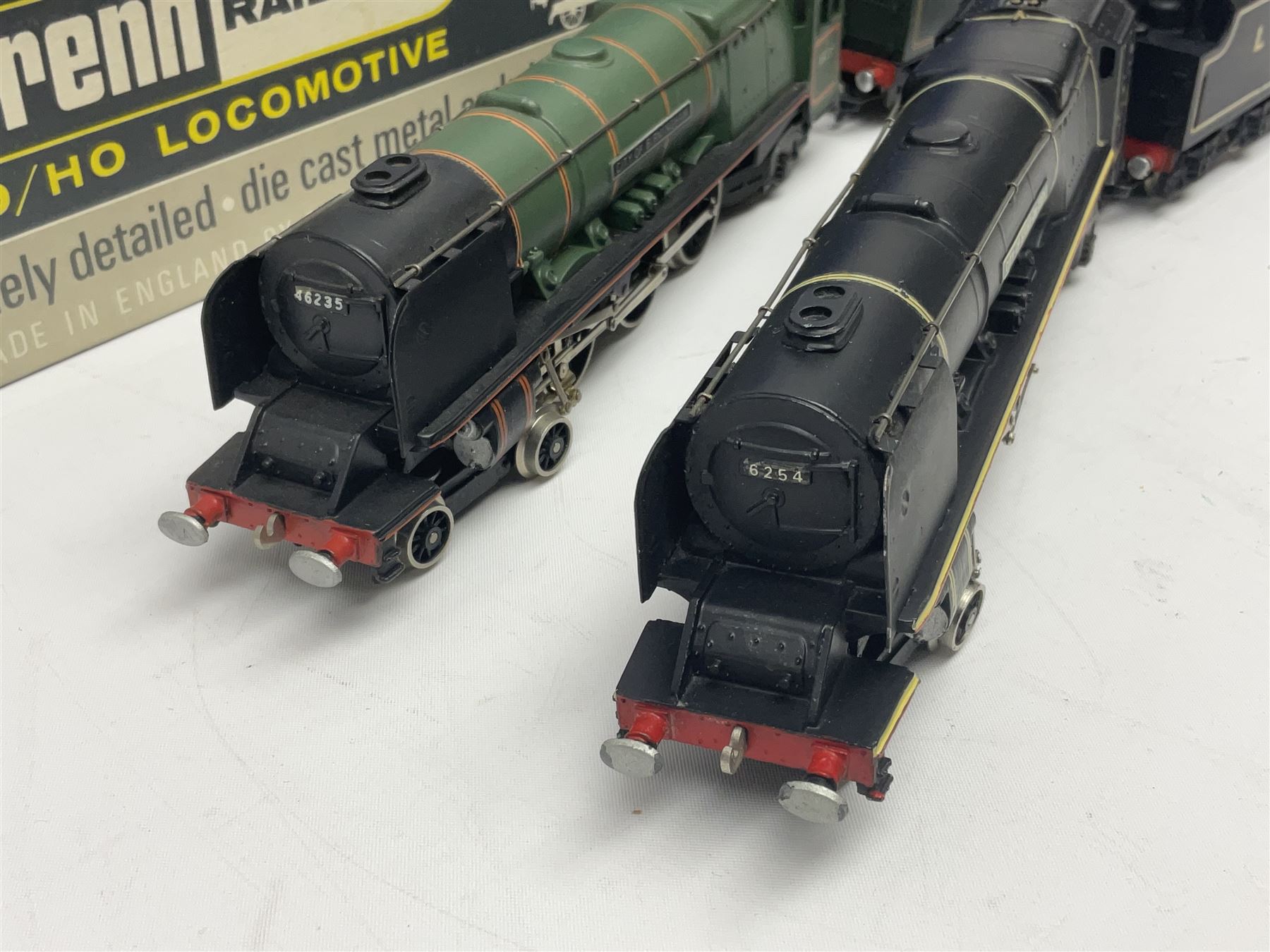 Wrenn '00' gauge - two Princess Coronation (Duchess Class) 4-6-2 locomotives - 'City of Birmingham' No.46235 in BR Green; boxed with tender and instructions; and 'City of Stoke-on-Trent' No.6254 in LMS lined black with associated plain blue box (2)