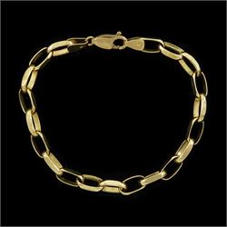 9ct gold rectangular link chain bracelet, hallmarked