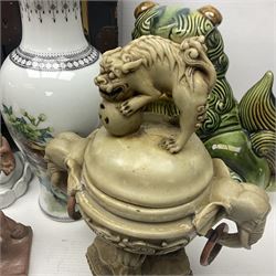 Pair of Foo Dogs, together with Tang horse, vase and other collectables 