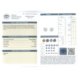 Pair of 18ct white gold round brilliant cut diamond stud earrings, stamped 750, total diamond weight 1.05 carat, with World Gemological Institute report