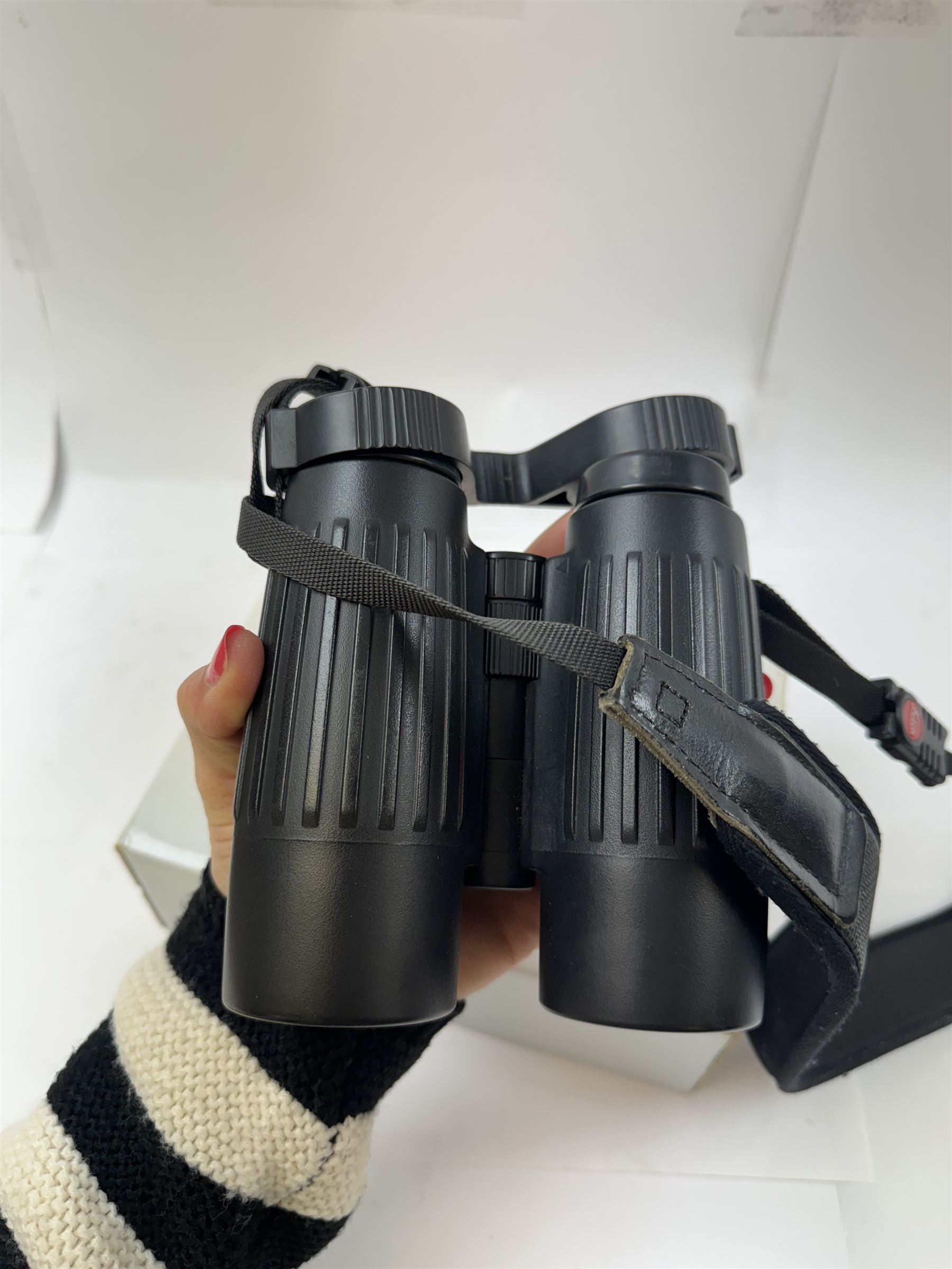 Leica Trinovid 10x42 BA binoculars, on Leica shoulder strap, boxed with instructions