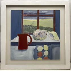 Suzanne Stuart Davies (British 1946-): 'A Window in Wester Ross', oil on board signed with initials, titled on artist's studio label verso 50cm x 50cm