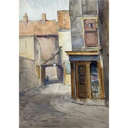 Charles William Adderton (British 1866-1944): 'Quay Street Scarborough looking towards Parkins Lane', watercolour signed with monogram and dated 1894, 35cm x 25cm (unframed)
Provenance: direct from the family of the artist Harry Wanless 1872-1934, part of a collection never previously seen on the market
Notes: Adderton was a friend of the brothers Harry and Charles Wanless, all of whom studied under Albert Strange at the Scarborough School of Art School. Adderton had a studio at 55 Sandside, Scarborough between 1894 and 1901, he moved to Ockbrook Derby and later to Robin Hoods Bay where he was a member of the Fylingdales Group of Artists