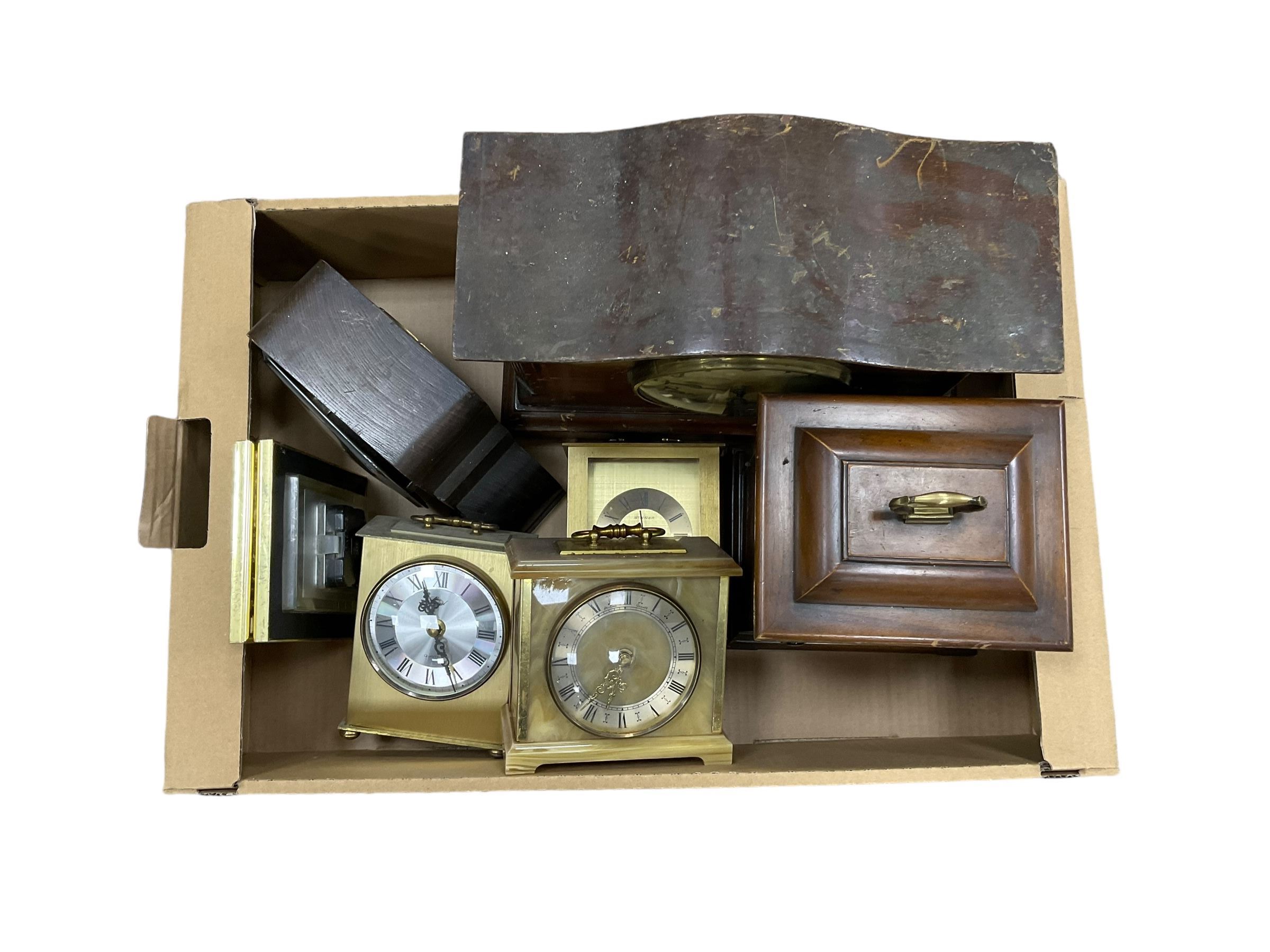 Various spring driven and quartz mantle clocks.