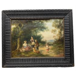 Georgina Lara (British fl.1840-1880): The Faggot Gatherers, oil on canvas signed and dated 1868, 22cm x 30cm  