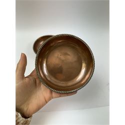 Pair of Arts & Crafts copper dishes by Gordon Russell, with lightly hammered finish and oblique gadrooned rim, impressed beneath 'Golf Hotel Grange Over Sands' and with maker's mark for Lygon