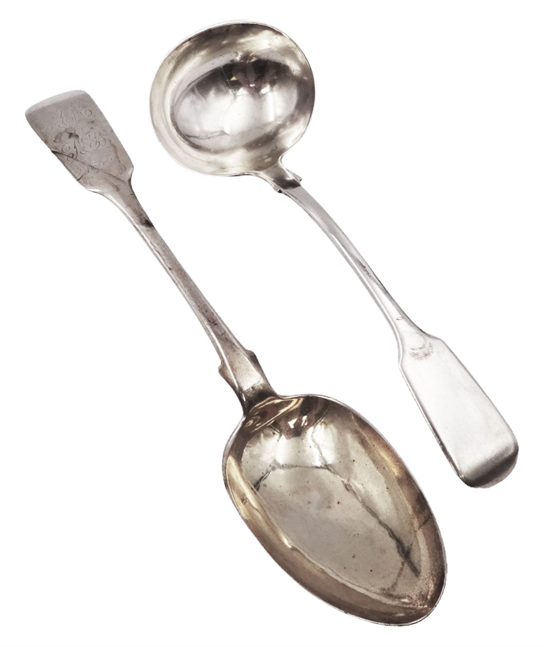 Victorian silver Fiddle pattern sauce ladle, hallmarked Josiah Williams ...