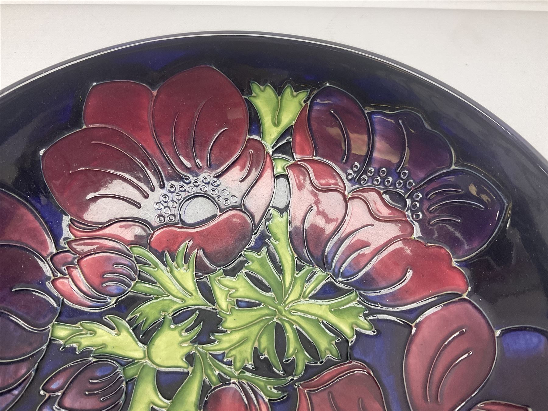 Moorcroft Anemone pattern fruit bowl, with painted and impressed marks beneath, D26cm