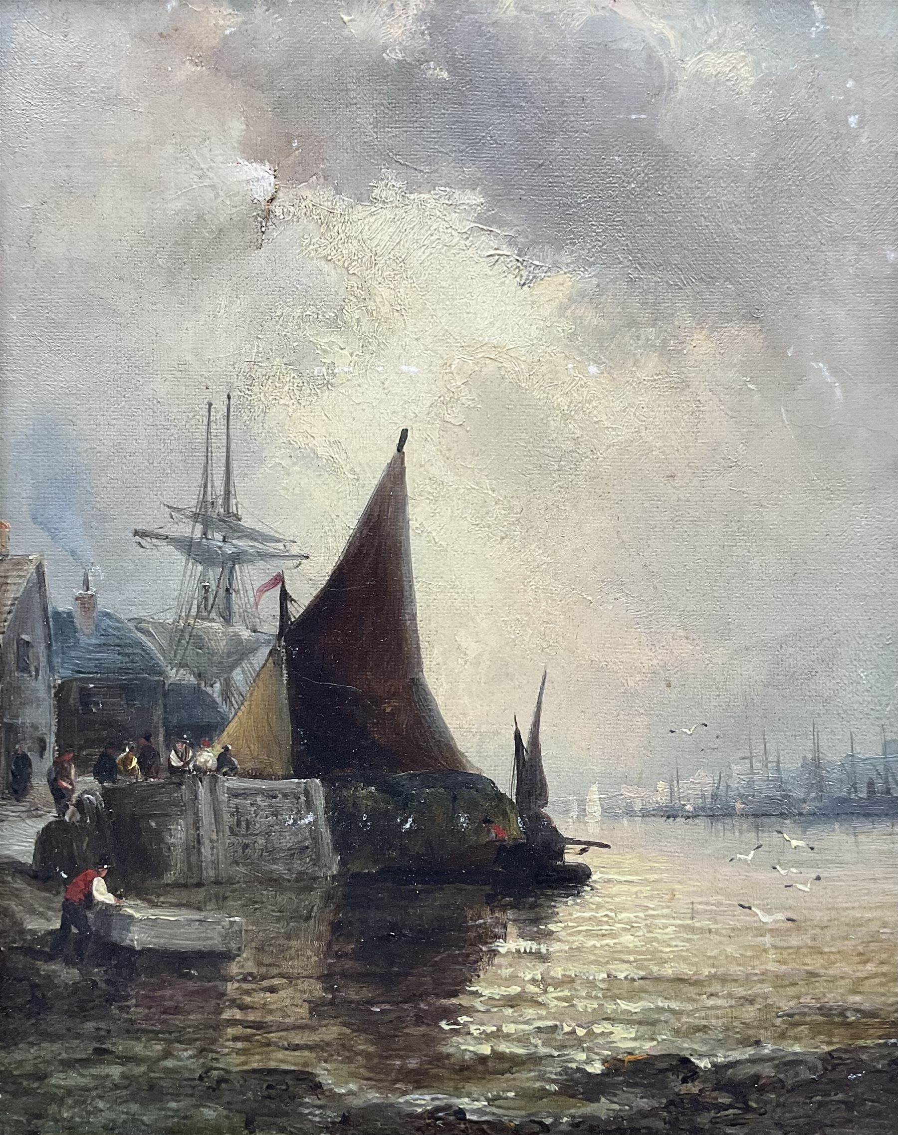 William Anslow Thornley (British fl.1858-1898): Boats in an Estuary, oil on canvas unsigned 24cm x 19cm