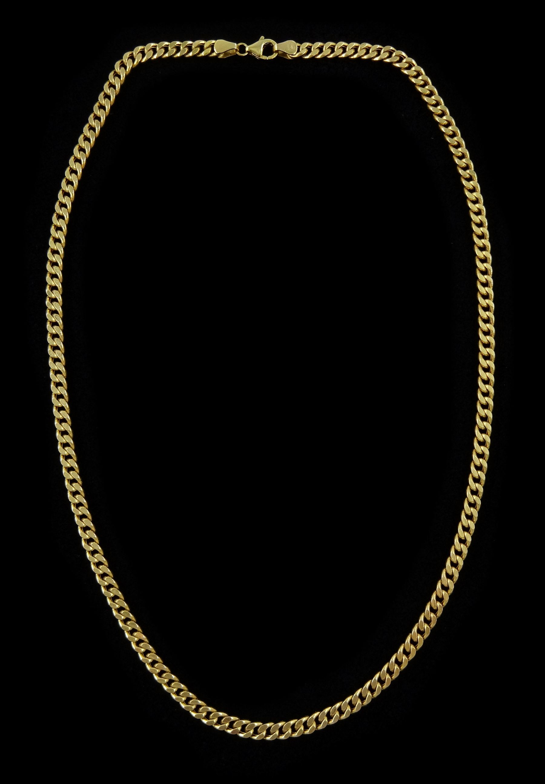 10ct gold flattened curb link chain necklace, stamped 10K