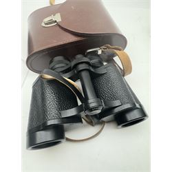 Four pairs of binoculars, to include Carl Zeiss Jena Jenoptem 8x30W serial no. 3750814, Nikon Sporting II 8x40 serial no. 604672, Minolta Pocket II 8x22 Field 7 and Jessops 12x25 Field 4.8 84m/1000m, all in carrying cases 