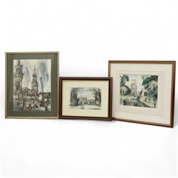 Harold Wharfe (British 20th century): 'Newby Hall - Ripon' 'Fountains Abbey' and 'All Saints Church', three watercolours signed and inscribed max 46cm x 33cm (3)