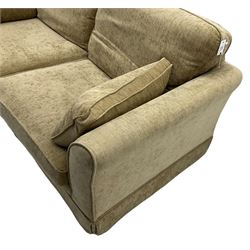 Three seat sofa (W200cm, H96cm, D100cm); and matching two-seat sofa (W180cm); upholstered in natural fabric