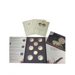 The London Mint Office '1066 The Battle of Hastings' collection including Queen Elizabeth II Gibraltar 2016 9ct gold ten gram double crown coin, housed in card folder with certificates 
