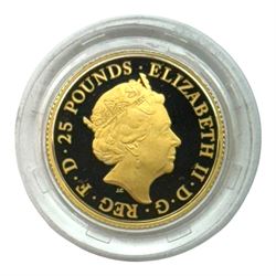 The Royal Mint United Kingdom 2016 'Britannia' gold proof quarter ounce coin, cased with certificate