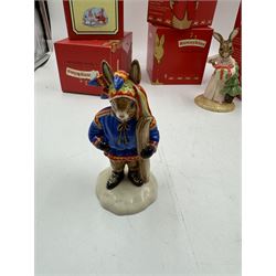 Five Royal Doulton Bunnykins figures, comprising Sleigh Ride, Eskimo, Winter Lapland, Christmas Morning, Mother and Baby, five boxes 