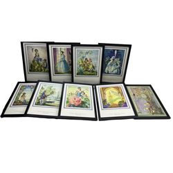 Campagnie Generale Transatlantique French line menu covers, set of eight in matching frame...