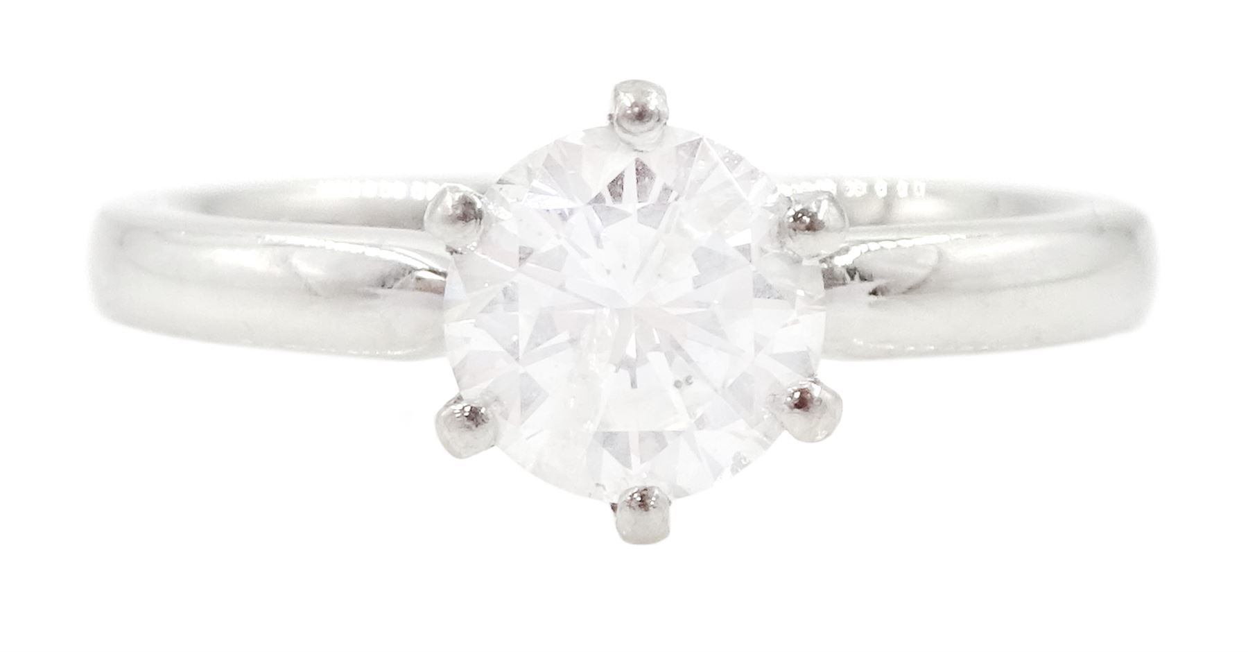 Platinum single stone round brilliant cut diamond ring, hallmarked, diamond approx 1.00 carat