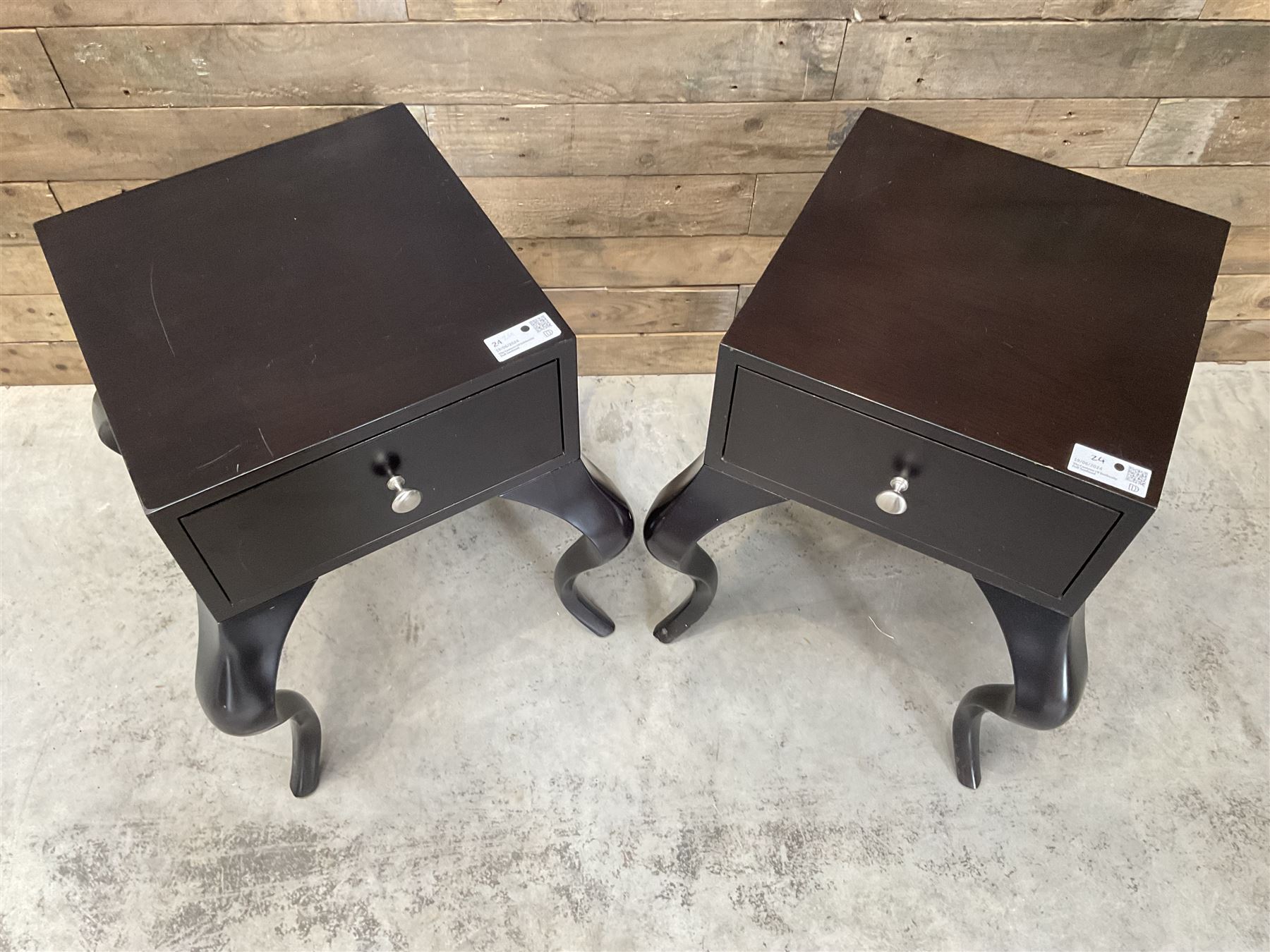 Pair of rosewood finish bedside chests