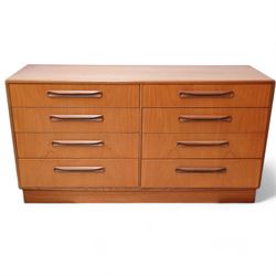 G-Plan - mid-20th century 'Fresco' teak wideboy chest, fitted with eight drawers, on skirted base