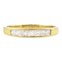 Iliana 18ct gold seven stone princess cut diamond half eternity ring, stamped, total diamo...