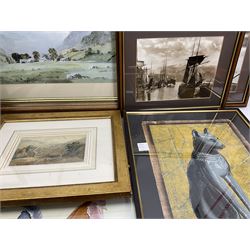 Collection of watercolours variously signed together with a set of Frank Meadow Sutcliff photographs etc (11)