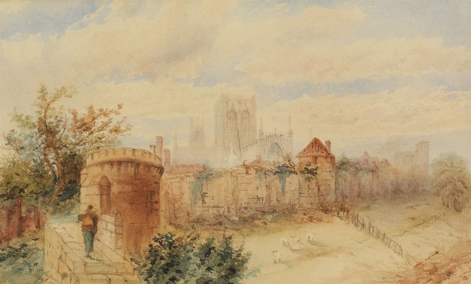 William Chapman (British 1918-1979): Approaching York Minster, watercolour signed and dated 1879, 24cm x 40cm 