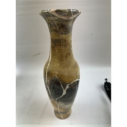 Marble vase, of baluster form, in cream and green hues with white veins, H35cm