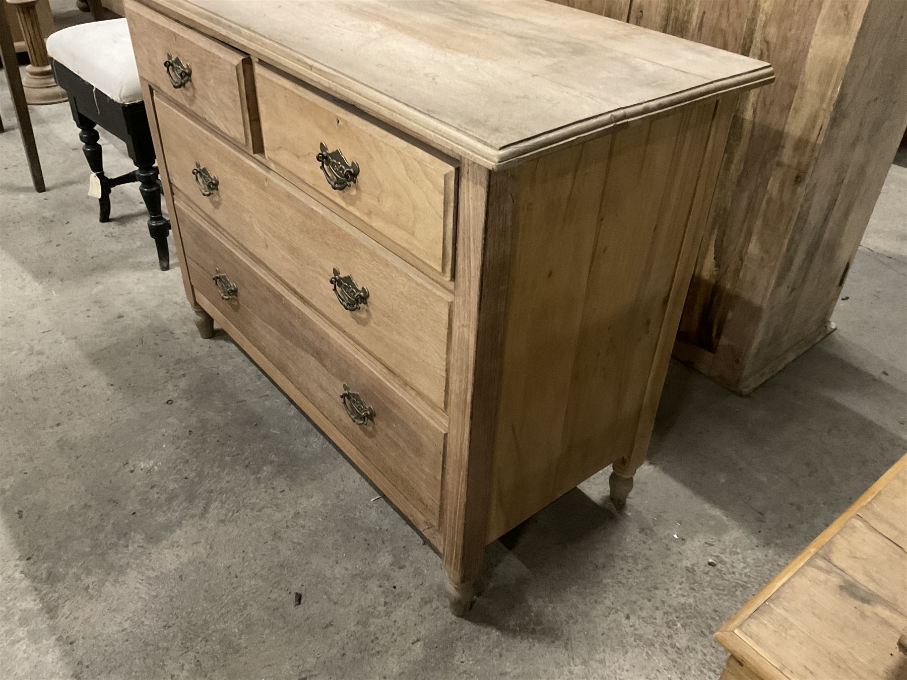 Edwardian satin walnut chest, fitted with two short over two long drawers, raised on turned feet - THIS LOT IS TO BE COLLECTED BY APPOINTMENT FROM THE OLD BUFFER DEPOT, MELBOURNE PLACE, SOWERBY, THIRSK, YO7 1QY